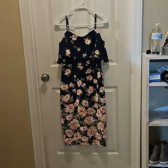 Premier Amour | Dresses | Formfitting Formal Floral Dress With Straps And  Off The Shoulder Ruffle | Poshmark